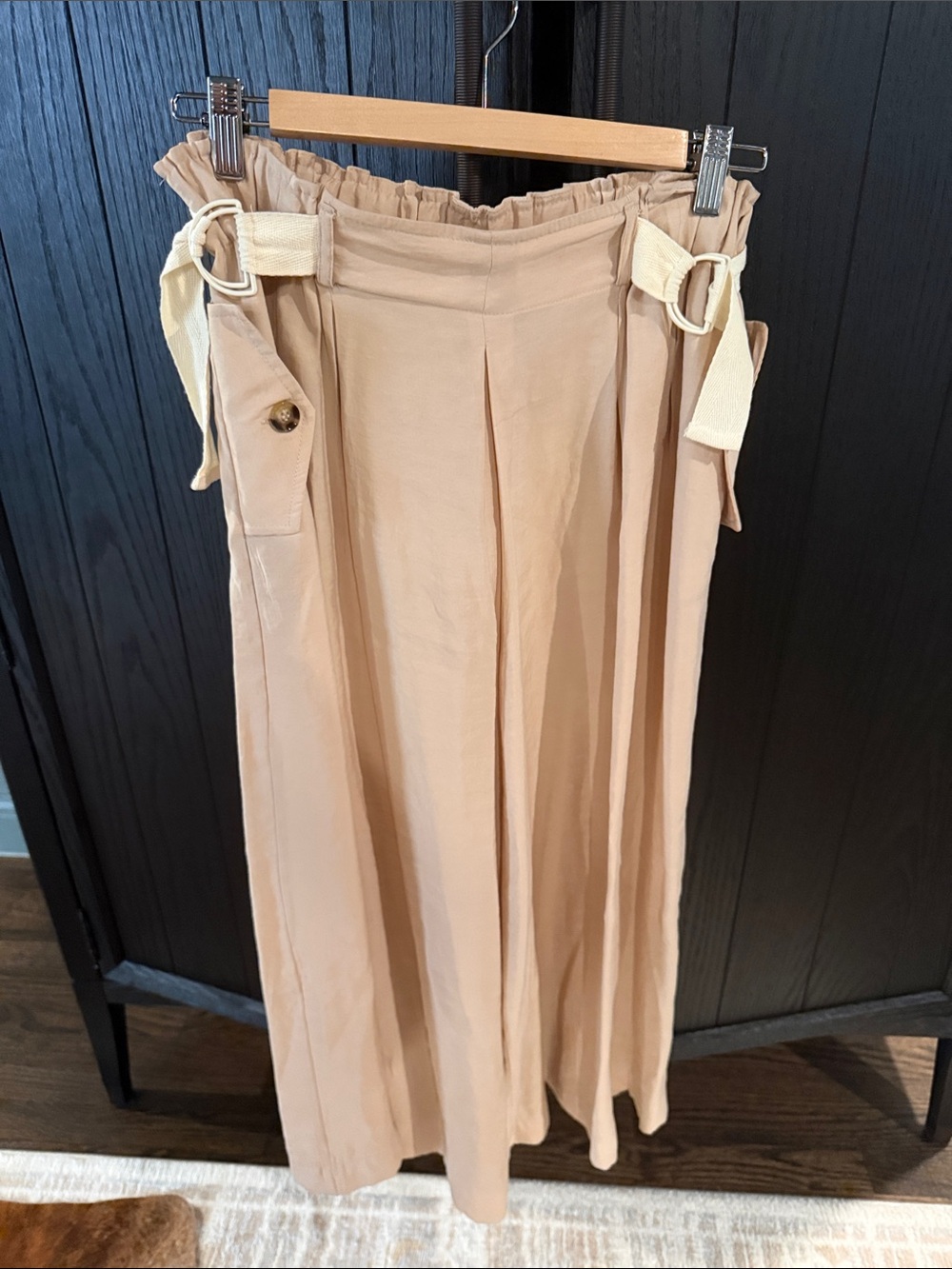 Anthropologie Neutral Beige High-Waist pants with Belt Detail